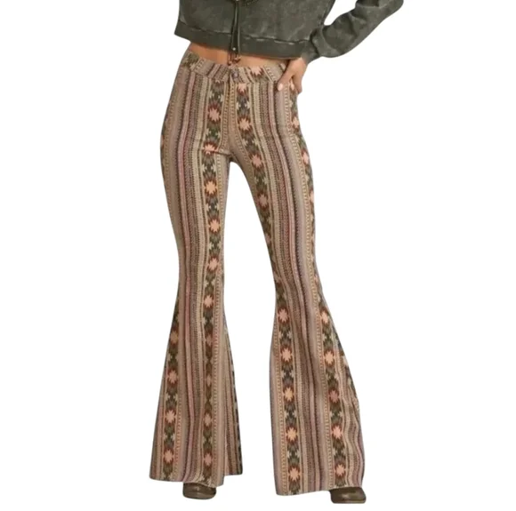 Rock & Roll Cowgirl Denim Jeans Womens 31x36 Bargain Button Bell Flare EUC - Picture 3 of 14